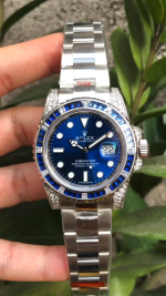 Rolex Submariner Date 116610LN Custom Diamond Stainless Steel Blue Dial 40MM Mens Replica Watch - Image 3
