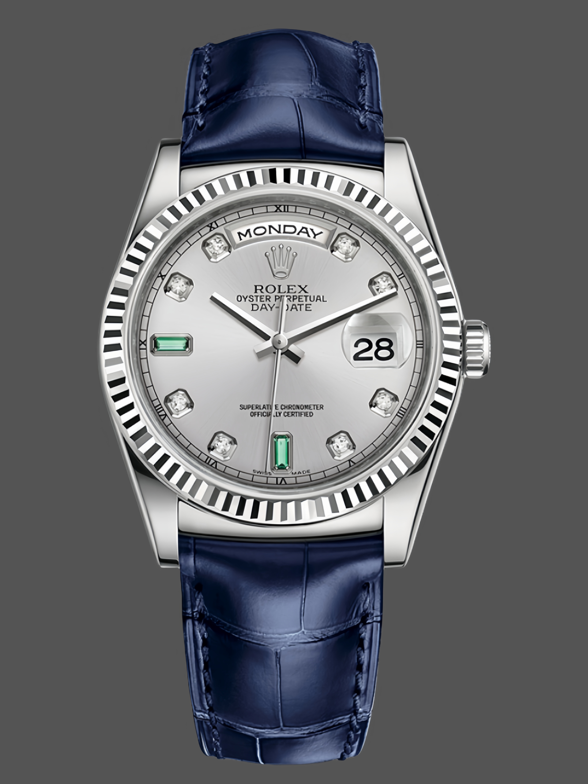 EEBD2BD1-34D5-561D-70D9-5A71D41FD192 Rolex Day Date 36 White Gold Diamond Rhodium Dial 118139 0053 - Image 1