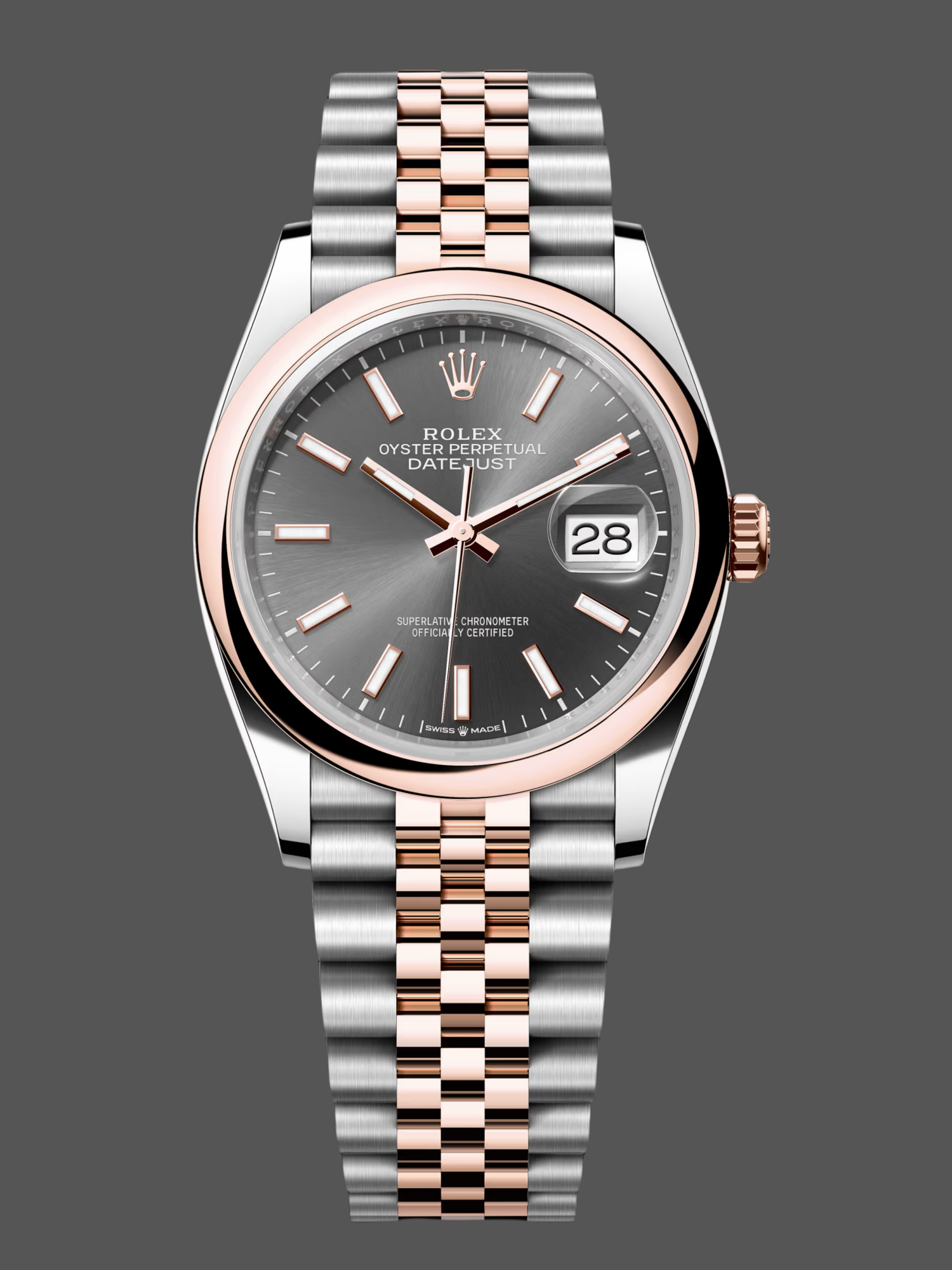 EF503C48-B631-1915-D746-58C3C873228C Rolex Datejust 36 Everose Gold Grey Dial Jubilee m126201 0013 - Image 1