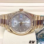 Rolex Day-Date 118238 Silver dial Fluted Bezel 36mm Unisex Replica Watch - Image 4