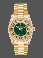 Rolex Day-Date 118388 Yellow Gold Green Enamel Diamond Dial 36MM Unisex Replica Watch
