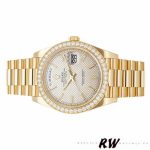 Rolex Day-Date 228348RBR Silver Diagonal Motif Dial Diamond Bezel 40mm Mens Replica Watch - Image 4