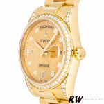 Rolex Day-Date 118388 Champagne Jubilee Diamond Dial Yellow Gold 36MM Unisex Replica Watch - Image 3