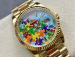 Rolex Day Date 128238-0106 36mm Yellow Gold Fluted Bezel Emoji Puzzle Dial - Image 5
