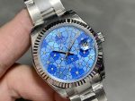 Rolex Datejust 31 Stainless Steel and White Gold Azzuro-Blue-Floral-Motif Diamond Dial m278274-0035 - Image 4