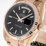 Rolex Day-Date 118235 Black Dial Fluted Bezel 36mm Unisex Replica Watch - Image 3
