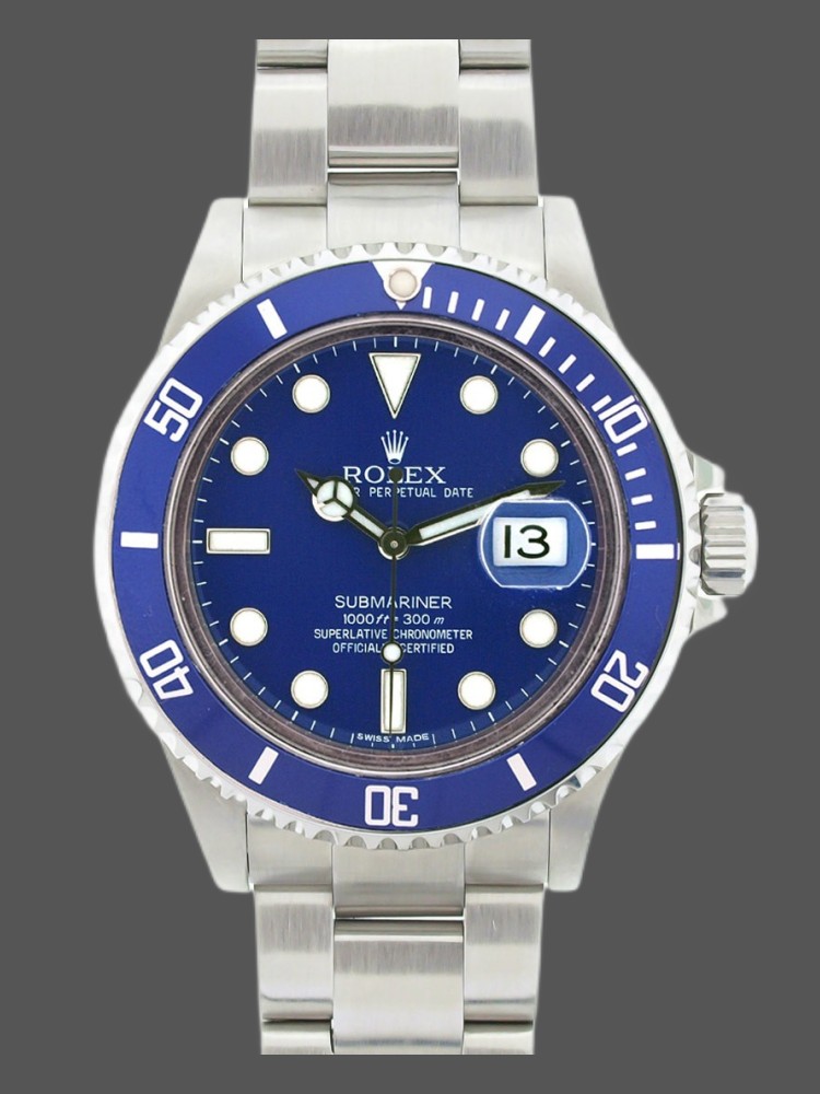 F2D9E024-CD69-E242-700B-C9AB78CAC8F3 Rolex Submariner 16610 Stainless Steel Blue Bezel Blue Dial 40mm Mens Replica Watch - Image 1