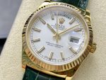 Rolex Day Date 36 White Dial 118135 0123 Green Leather Watch - Image 5
