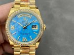 Rolex Day-Date 128348RBR Turquoise Diamond Dial Yellow Gold 36MM Unisex Replica Watch - Image 3