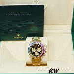 Rolex Daytona 116528 Rainbow Bezel Black Diamond Dial 40mm Mens Replica Watch - Image 6