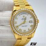 Rolex Day-Date 228348RBR White Roman Dial Diamond Bezel 40mm Mens Replica Watch - Image 2