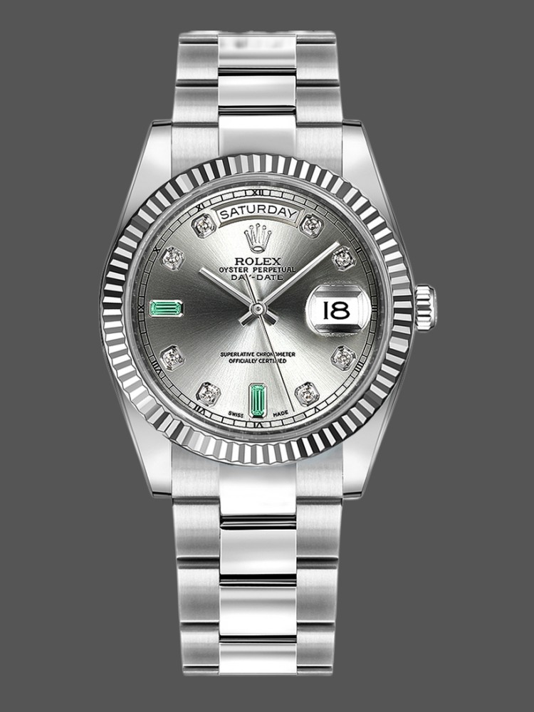 F3DAE4D3-18D5-D849-B37E-78CACA1F3D8D Rolex Day-Date 118239 Rhodium grey Dial white gold 36mm Unisex Replica Watch - Image 1