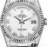 Rolex Day Date 118339 White Dial Fluted Bezel 36mm Unisex Replica Watch - Image 2