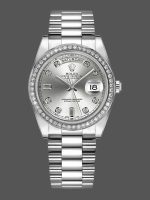 Rolex Day Date 118346 Silver Dial Diamond 36mm Unisex Replica Watch