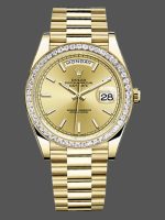 Rolex Day-Date 228398TBR Champagne Index Dial Diamond Bezel 40mm Mens Replica Watch