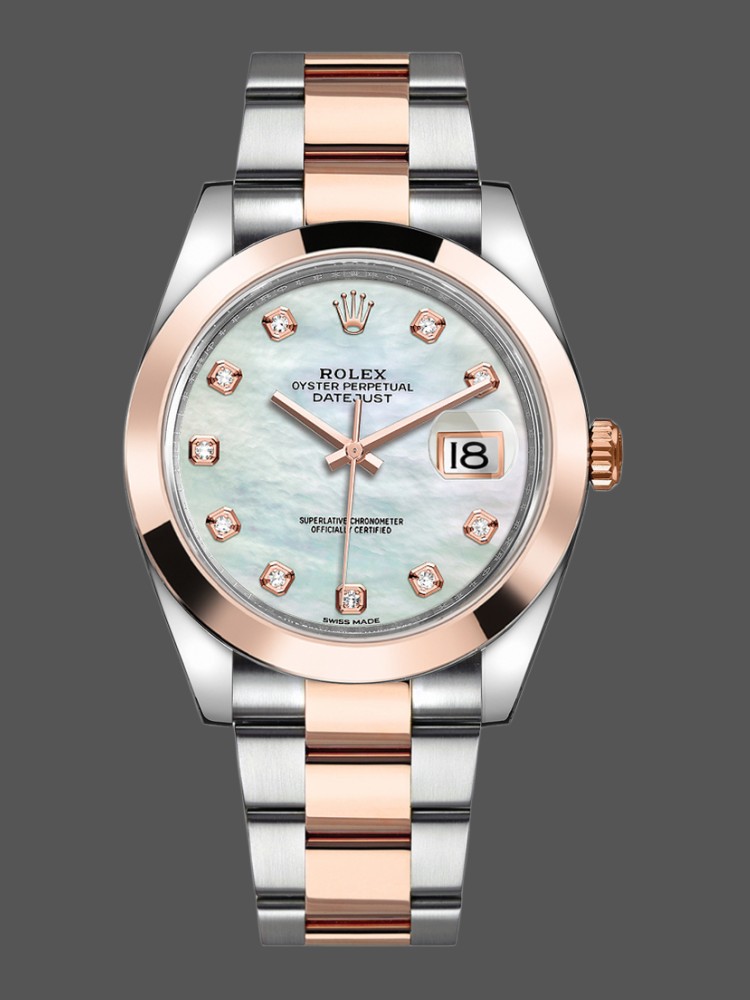 F5306F37-2097-AEAC-231C-D6D826390D11 Rolex Datejust 126301 White MOP Diamond Dial Steel Rose Gold 41MM Mens Replica Watch - Image 1