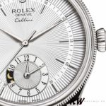 Rolex Cellini Dual Time 50529 Silver Dial Brown Strap 39mm Mens Replica Watch - Image 5