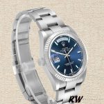 Rolex Day-Date 118239 White Gold Blue Dial Fluted Bezel 36mm Unisex Replica Watch - Image 3