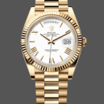 Rolex Day-Date 228238 White Roman Dial Fluted Bezel 40mm Mens Replica Watch