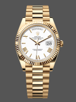 Rolex Day-Date 228238 White Roman Dial Fluted Bezel 40mm Mens Replica Watch