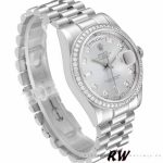 Rolex Day Date 118346 Silver Dial Diamond 36mm Unisex Replica Watch - Image 3