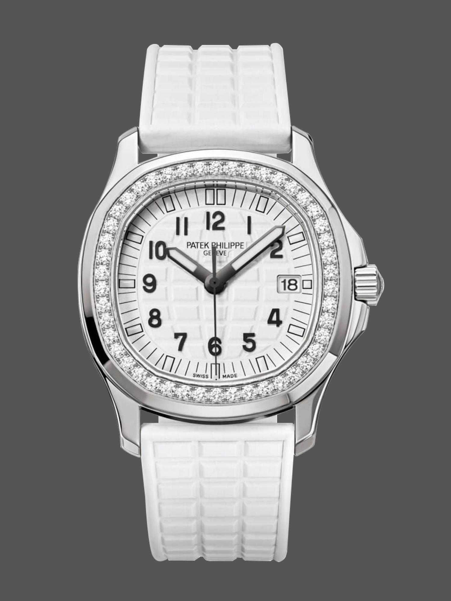 F5B3ED3A-3AF9-E61E-D185-447596A20DA2 Replica Patek Philippe Aquanaut White 5067A 024 36mm Lady Watch - Image 1