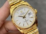Rolex Day-Date 36MM 128238 0081 Fluted Bezel White Index Dial Unisex Replica Watch - Image 4