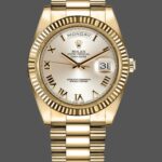 Rolex Day-Date 218238 Silver Roman Numeral Dial Yellow Gold 41MM Mens Replica Watch