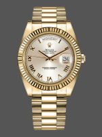Rolex Day-Date 218238 Silver Roman Numeral Dial Yellow Gold 41MM Mens Replica Watch