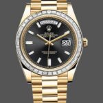Rolex Day-Date 228398TBR Black Diamond Dial Diamond Bezel 40mm Mens Replica Watch