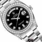 Rolex Day-Date 118389 Diamond Bezel Black Diamond Dial 36MM Unisex Replica Watch - Image 3