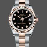 Rolex Datejust 179171 Diamond Black Dial Fluted Bezel 26MM Lady Replica Watch