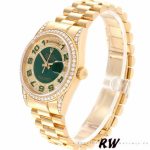 Rolex Day-Date 118388 Yellow Gold Green Enamel Diamond Dial 36MM Unisex Replica Watch - Image 3