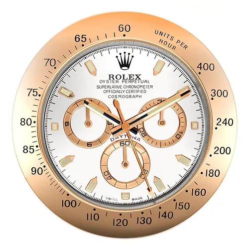 F9AE0942-43F6-3E8C-88A7-41EBA248BE6F Rolex Daytona Rose Gold & White Wall Clock - Image 1