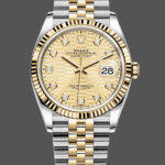 Rolex Datejust 36 126233 0045 Champagne Fluted Motif Diamond Dial