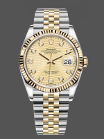 Rolex Datejust 36 126233 0045 Champagne Fluted Motif Diamond Dial