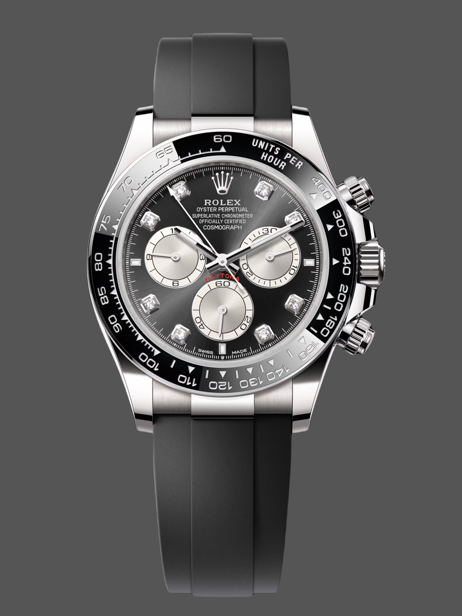 F9EB6233-4FFC-E49A-79B8-B159230A2F39 Rolex Cosmograph Daytona White Gold 126519LN 0004 Bright Black Steel Diamond - Image 1