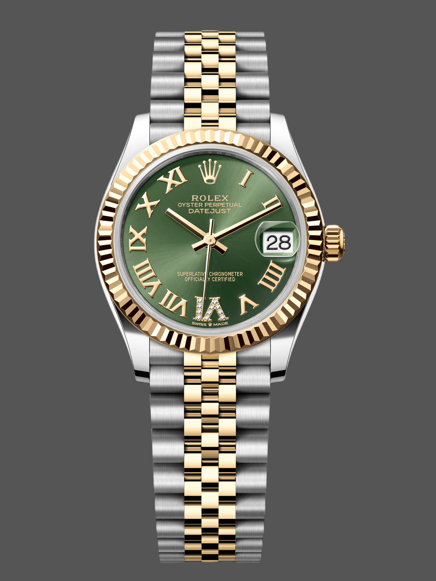 FA1B9845-1319-47BF-2F36-5B9B7982A2FB Rolex Datejust 31mm Stainless Steel and Yellow Gold 278273 0016 Green VI Roman Jubilee - Image 1