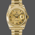 Rolex Day-Date 118208 Arabic Numeral Wave Champagne Dial 36mm Unisex Replica Watch