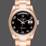 Rolex President Day Date 118205 Rose Gold Black Dial 36mm Unisex Replica Watch