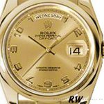 Rolex Day-Date 118208 champagne dial Arabic Numeral Hour Markers yellow gold 36mm Unisex Replica Watch - Image 2