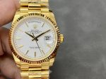 Rolex Day-Date 36MM 128238 0081 Fluted Bezel White Index Dial Unisex Replica Watch - Image 3