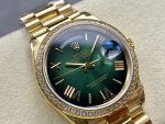 Rolex Day Date 36 36mm Green Ombré Dial Diamond-Set Bezel President Bracelet m128348rbr 0068 - Image 4