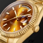 Rolex Day-Date 118238 Index Cognac Dial Fluted Bezel 36mm Unisex Replica Watch - Image 2