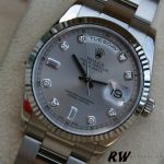 Rolex Day-Date 118239 Silver Diamond Dial fluted bezel 36mm Unisex Replica Watch - Image 3