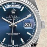 Rolex Day-Date 118239 White Gold Blue Dial Fluted Bezel 36mm Unisex Replica Watch - Image 5