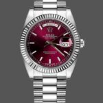 Rolex Day-Date 118239 Cherry Red Dial Fluted Bezel 36mm Lady Replica Watch
