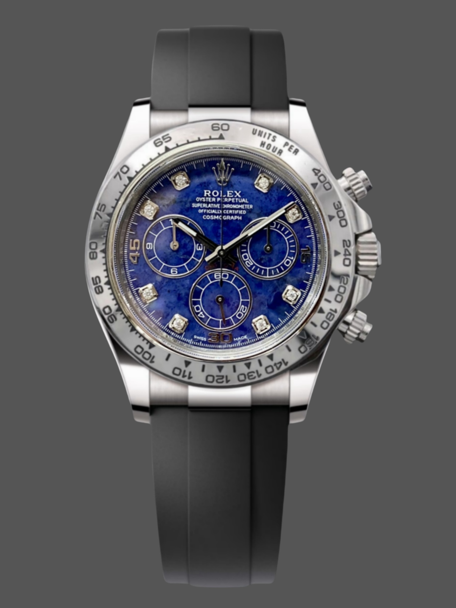 FFAF2968-FBCA-8C48-D72A-42E68E072C55 Rolex Daytona 116519 White Gold Blue Garnet Disc Diamond Marking Men's Watch - Image 1
