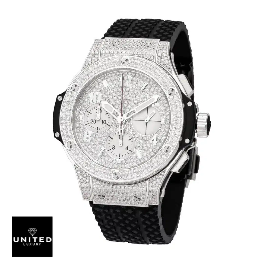 Hublot Big Bang Unico 301.CX.130.RX "Diamond" Super Clone Perfect Duplicate 1:1 Yeni Proje 15 Hublot 301.CX.130.RX Diamond replica bracelet is a black rubber