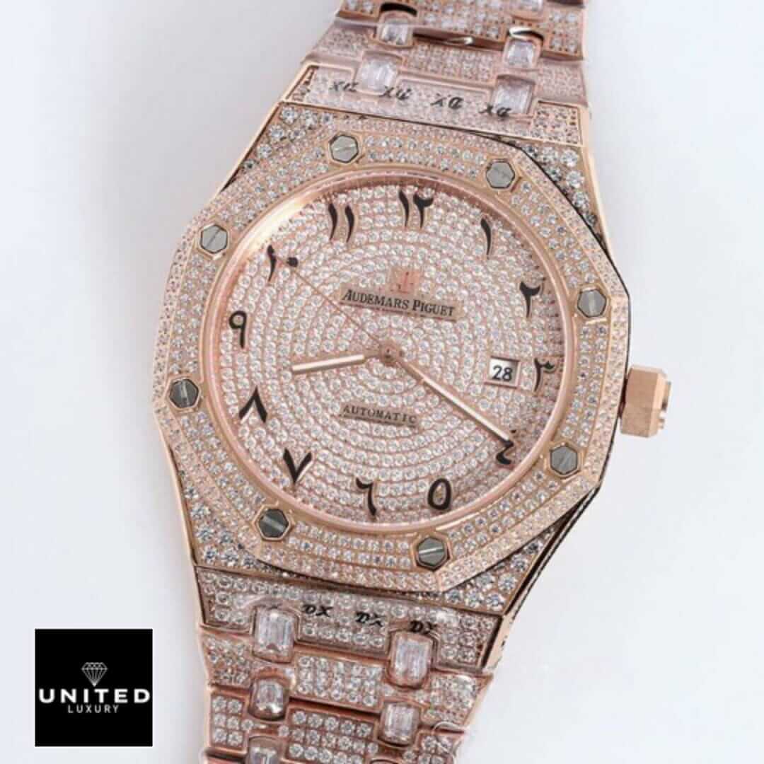 Audemars Piguet Royal Oak AP160SF296 "Iced Out Rose Gold" Top Grade Replica Yeni Proje 32 Audemars Piguet Royal Oak AP160SF296 "Iced Out Rose Gold" Top Grade Replica Yeni Proje 32